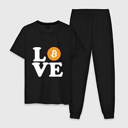 Пижама хлопковая мужская LOVE BITCOIN БИТКОИН БИТОК, цвет: черный