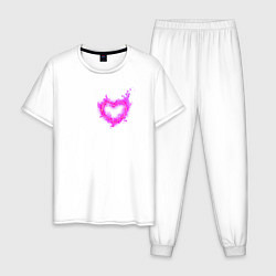 Пижама хлопковая мужская Розовое Огненное Сердце, цвет: белый