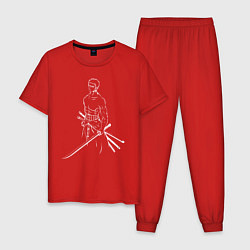 Пижама хлопковая мужская Лайн Арт Зоро из One Piece, цвет: красный