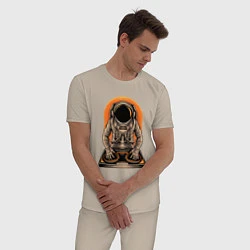 Пижама хлопковая мужская Космонавт диджей - cosmo DJ, цвет: миндальный — фото 2