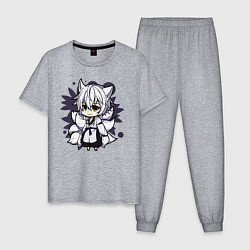 Пижама хлопковая мужская Kitsune Chibi, цвет: меланж