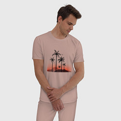 Пижама хлопковая мужская Palm tree, цвет: пыльно-розовый — фото 2