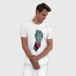 Пижама хлопковая мужская Современный Давид, цвет: белый — фото 2