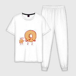 Пижама хлопковая мужская Пончики, цвет: белый