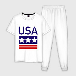 Пижама хлопковая мужская USA, цвет: белый