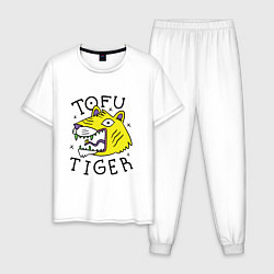 Пижама хлопковая мужская Tofu Tiger Тигр Сыр Тофу, цвет: белый