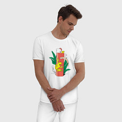 Пижама хлопковая мужская Лягушка и зажигалка абстракция, цвет: белый — фото 2