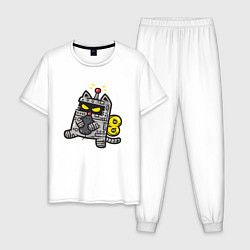 Пижама хлопковая мужская Robocat, цвет: белый