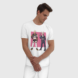 Пижама хлопковая мужская Sig & Izzy, цвет: белый — фото 2