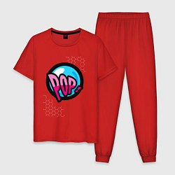 Пижама хлопковая мужская Pop It Simple Dimple - Hexagon, цвет: красный