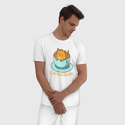Пижама хлопковая мужская Catpuccino, цвет: белый — фото 2
