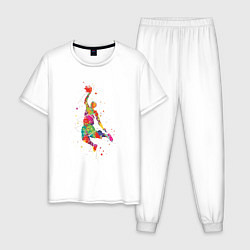 Пижама хлопковая мужская Basketball Player, цвет: белый