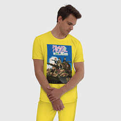 Пижама хлопковая мужская Девушки и танки, цвет: желтый — фото 2