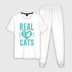 Пижама хлопковая мужская Real Cats, цвет: белый