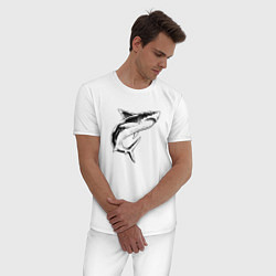 Пижама хлопковая мужская Акула, цвет: белый — фото 2