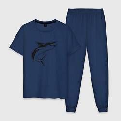 Пижама хлопковая мужская Акула, цвет: тёмно-синий