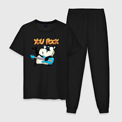 Пижама хлопковая мужская Фил: You Rock, цвет: черный