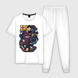Пижама хлопковая мужская Messi Barcelona Argentina Striker, цвет: белый