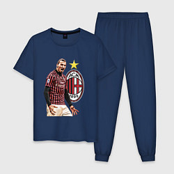 Пижама хлопковая мужская Zlatan Ibrahimovic Milan Italy, цвет: тёмно-синий