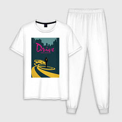 Пижама хлопковая мужская Drive, цвет: белый