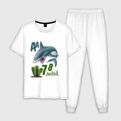 Пижама хлопковая мужская Poker shark, цвет: белый