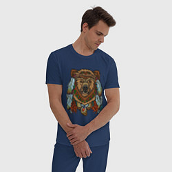 Пижама хлопковая мужская Славянский медведь, цвет: тёмно-синий — фото 2