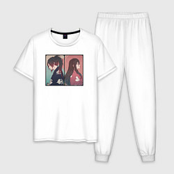 Пижама хлопковая мужская Хяккимару и Мио, цвет: белый