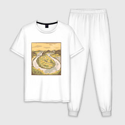Пижама хлопковая мужская Картина - Мозельшляйфе Мозель, цвет: белый