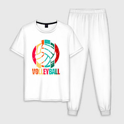 Пижама хлопковая мужская Волейбол, цвет: белый