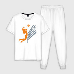 Пижама хлопковая мужская Game Volleyball, цвет: белый