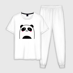 Пижама хлопковая мужская Милая панда, цвет: белый