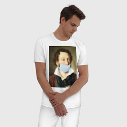 Пижама хлопковая мужская Пушкин в маске, цвет: белый — фото 2
