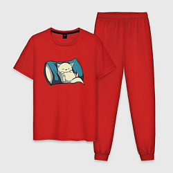 Пижама хлопковая мужская Sleepy Cat, цвет: красный