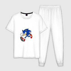 Пижама хлопковая мужская SONIC 2, цвет: белый