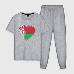 Пижама хлопковая мужская Сердце Беларуси, цвет: меланж