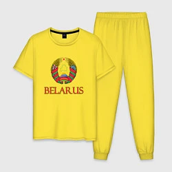Пижама хлопковая мужская Герб Belarus, цвет: желтый