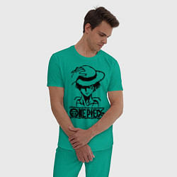 Пижама хлопковая мужская Луффи пират Соломенной шляпы, цвет: зеленый — фото 2