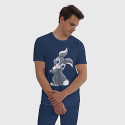 Пижама хлопковая мужская Серый зайка, цвет: тёмно-синий — фото 2