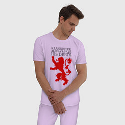Пижама хлопковая мужская Logo and quotes Lannister цвета лаванда — фото 2