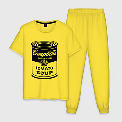 Пижама хлопковая мужская Энди Уорхол суп Кэмпбелл, цвет: желтый