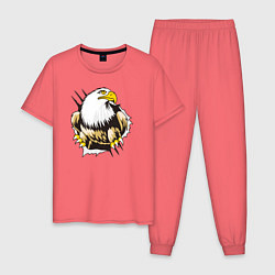 Пижама хлопковая мужская Орел 3D, цвет: коралловый