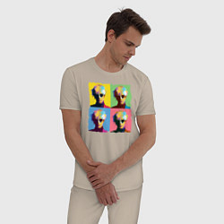 Пижама хлопковая мужская Коллаж Художника Andy Warhol, цвет: миндальный — фото 2