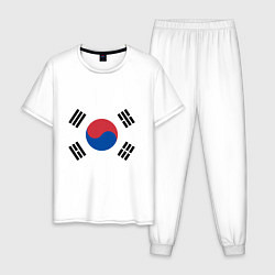 Пижама хлопковая мужская Корея Корейский флаг, цвет: белый