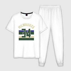 Пижама хлопковая мужская Milwaukee 34, цвет: белый