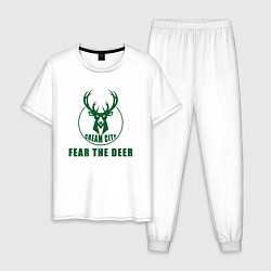 Пижама хлопковая мужская Fear The Deer, цвет: белый