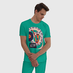 Пижама хлопковая мужская Джаз, цвет: зеленый — фото 2