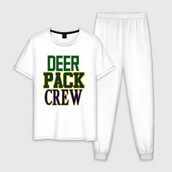 Пижама хлопковая мужская Deer Pack Crew, цвет: белый
