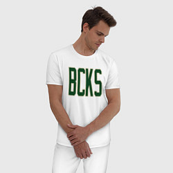 Пижама хлопковая мужская BCKS Bucks, цвет: белый — фото 2