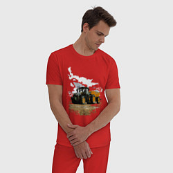 Пижама хлопковая мужская JOHN DEERE I Джон Дир!, цвет: красный — фото 2