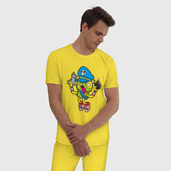 Пижама хлопковая мужская Crazy Bomberman, цвет: желтый — фото 2